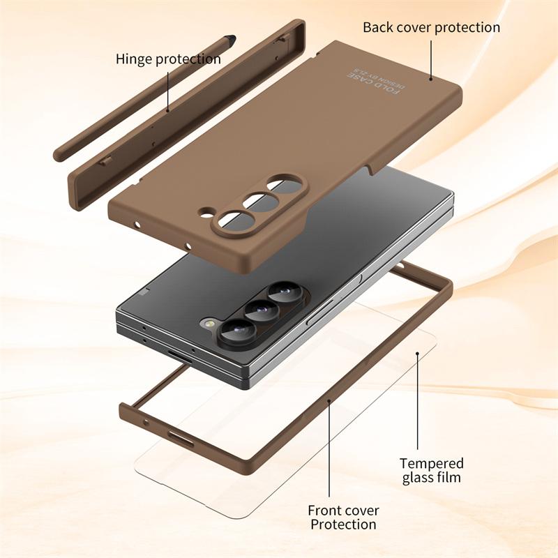 Матовый чехол-бампер Candy Color из поликарбоната с защитой шарнира, Full Body, для Samsung Galaxy Z Fold 7 6 5 4 3 2 5G, с закаленным стеклом