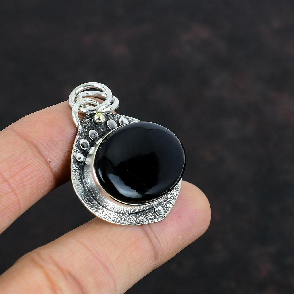 Black Onyx Pendant 925 Sterling Silver Pendant Antique Jewelry Handmade Gemstone Pendant Silver Jewelry Gifts For Mom Healing Stone Pendant