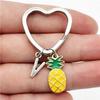 26 Letters Initial Pineapple Keychain Heart Keyring Pineapple Pendant Jewelry Fruit Charms Best Friends Keychain Gifts