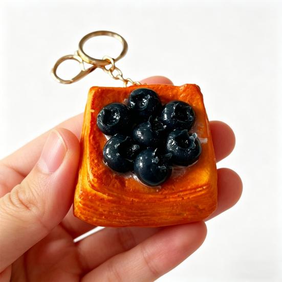Simulated Food Squeeze Toy Keychain Stress Relief Bread Dessert Key Ring