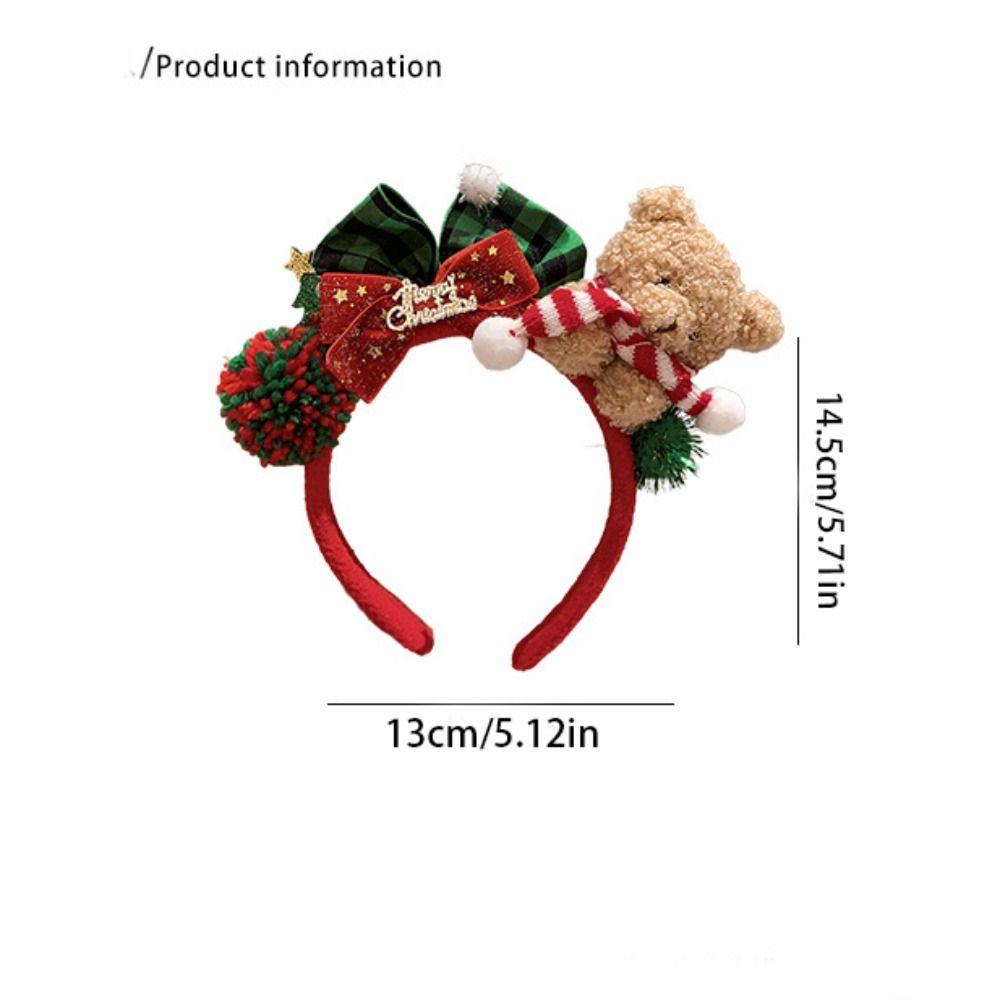Elk Hair Hoop Antlers Headband Christmas Decoration Plush Bow Red Hair Band  Christmas Decoration