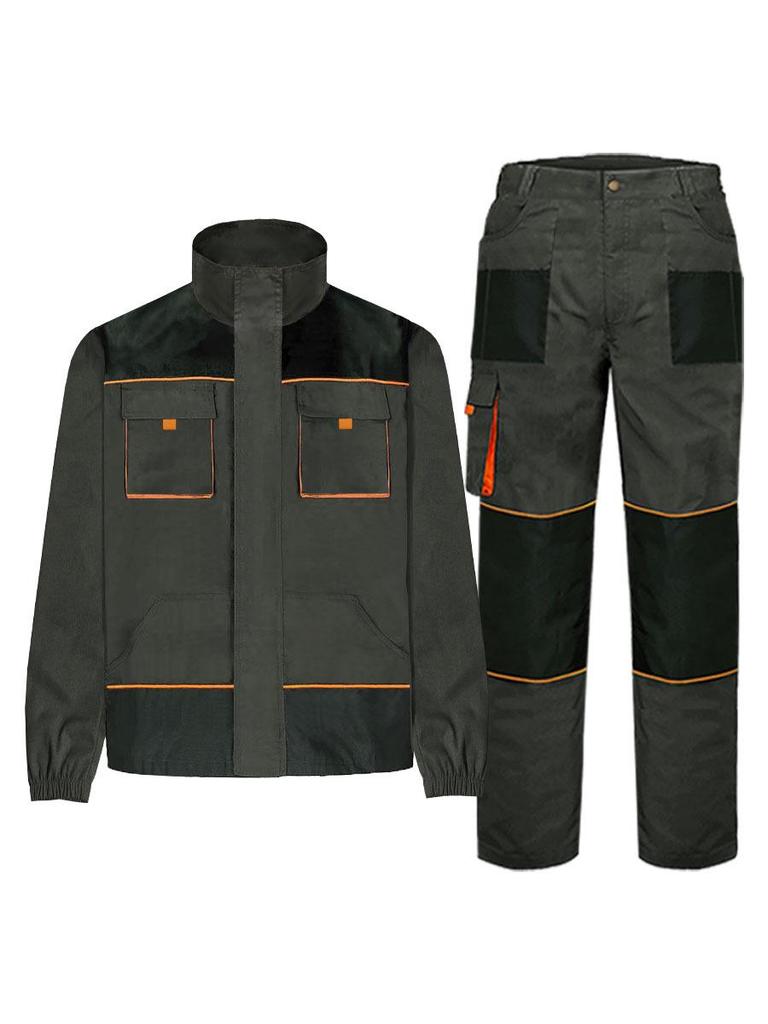 Men's Multi-Pocket Workwear Set: Wear-Resistant, Automotive Repair Jumpsuit with Logo