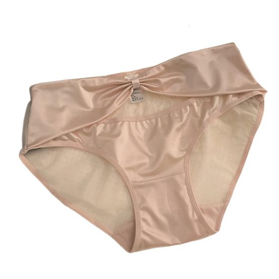 Женские трусики из прозрачной сетки с большим бантом, атласные, с вырезом, средняя талия, однотонные