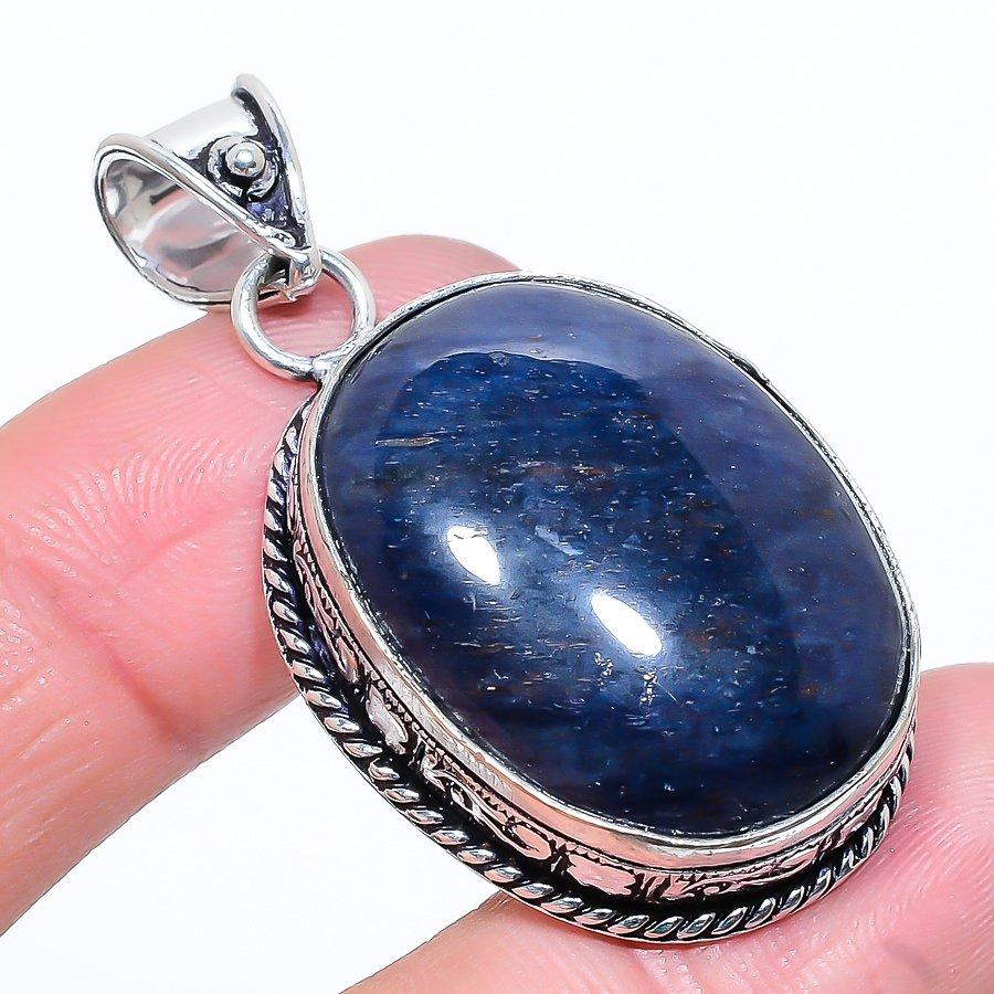Sodalite Gemstone Handmade 925 Sterling Silver Jewelry Pendant 1.97" H5G66