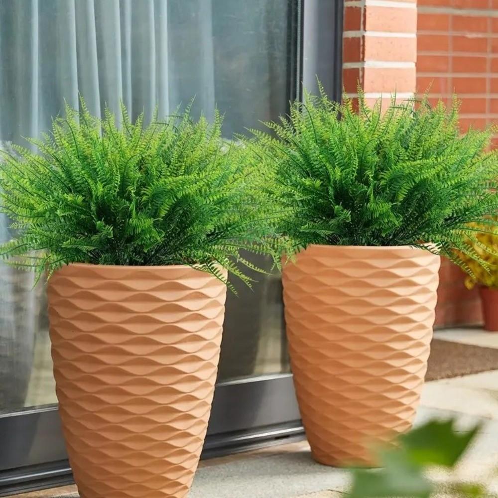 6PCS 7 Branches Simulated Green Plant UV Resistant Artificial Persian Leaf Faux Ferns  Office Decor