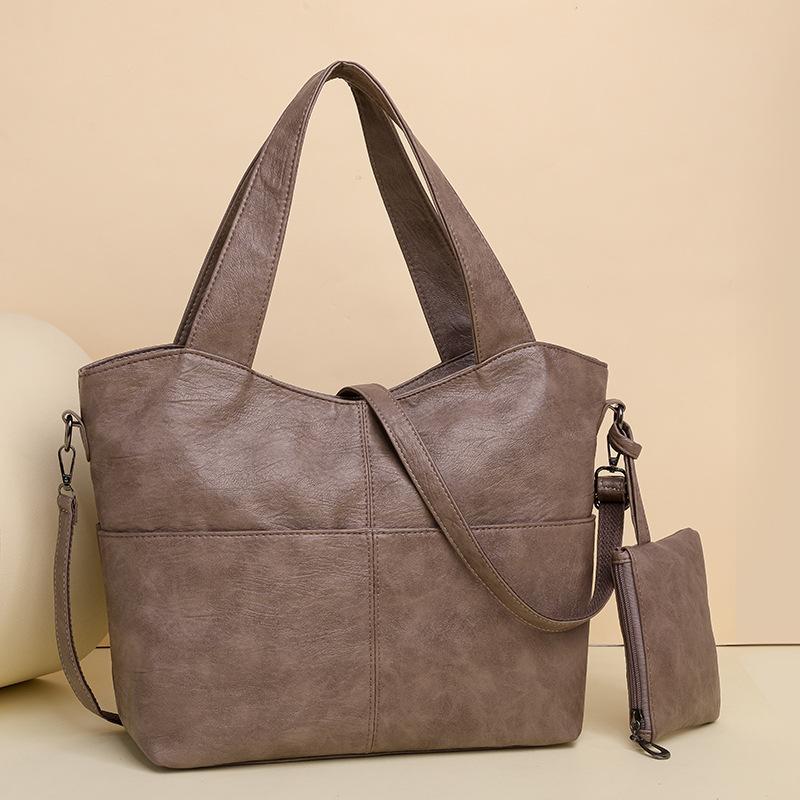 Большая сумка, однотонная сумка через плечо, женская кожаная сумка большой емкости