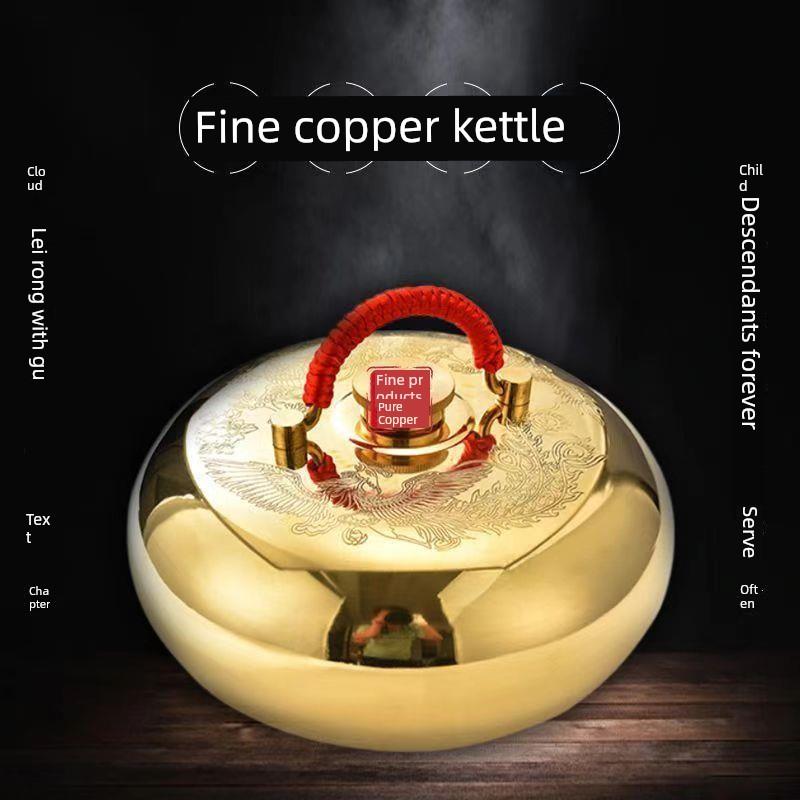 Copper Kettle, Pure Copper Hot Water Bottle, Thickened Traditional Style Water-Filled Hot Water Bag, Massage Kettle, Back Warming, Massage, Retro