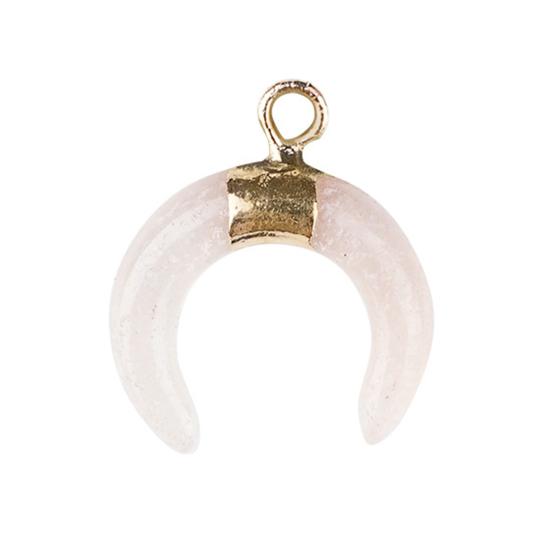 DIY Pendant Gold-Plated Edging Crescent Horn Design Natural Imitation Crystals Jade Necklace Bracelet Earrings Charm DIY Jewelry Making