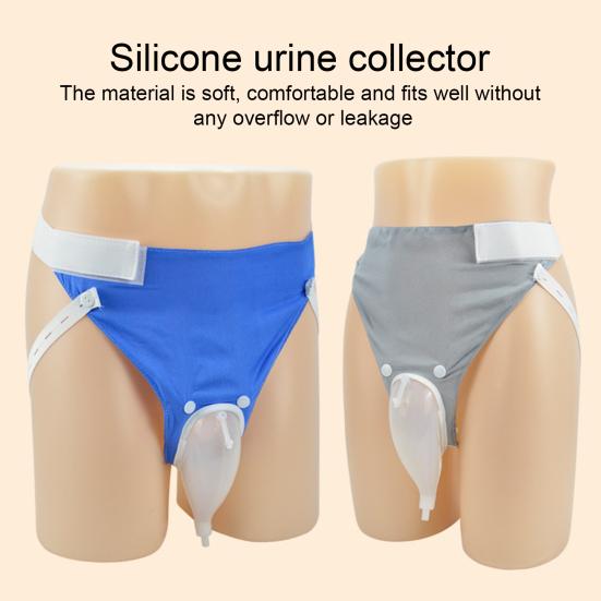 Wearable Urine Collector with 2 Drainage Bags Silicone Catching Capsule Breathable Fixation Pants for Elderly Patients