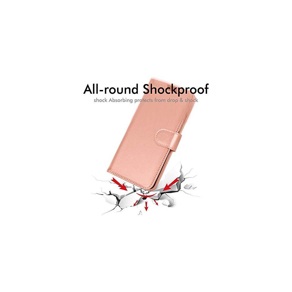 (Rose Gold) Wallet Case fits Nokia 5.4 - Leather Wallet Flip Protective Case Cover with Card Slots, Kickstand and Wrist Strap - PU Leather Flip Cover