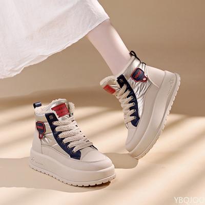 Зимние ботинки на толстой подошве 2024 Новые зимние женские ботинки с высоким верхом и толстым бархатом, универсальные хлопковые туфли для женщин Zapatos Mujer