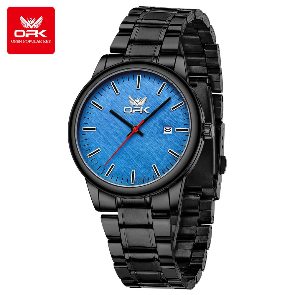 OPK 6030 Quartz Watches for Men Stainless Steel Waterproof Auto Date Man Wristwatch Simple Fashion Causal Men's Business Watches