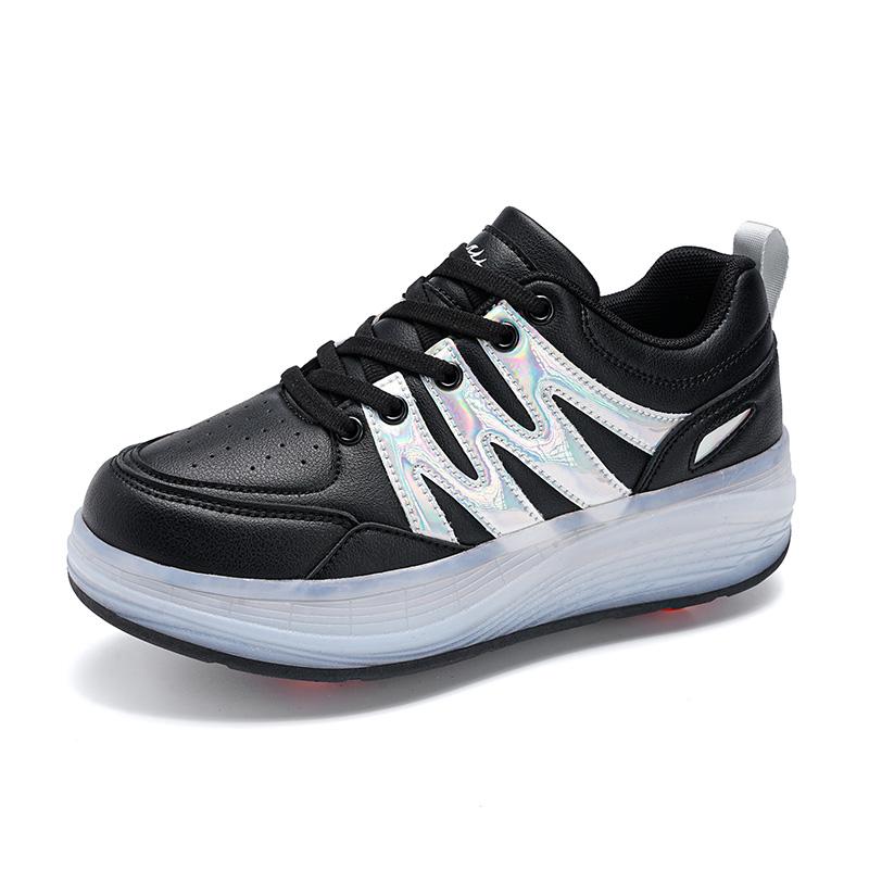 Детские кроссовки со светодиодной подсветкой, детские, для мальчиков и девочек, с зарядкой через USB, светящиеся спортивные колеса, обувь для катания на роликах и паркура на открытом воздухе