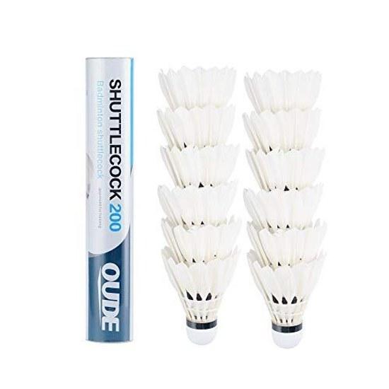 OUDE badminton model 200 12 pieces goose feather shuttlecocks stable durable sports training balls indoor outdoor games white.