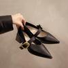 2025 новые французские ретро маленькие кожаные туфли большого размера одинарные туфли женская обувь чувство дизайна нишевые остроносые туфли Мэри Джейн дети