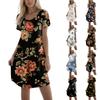 Women's Fashion Casual Print V Neck Short Sleeve Short Dress