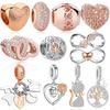 Original 925 Sterling Silver Bead Rose Gold Family Tree of Love Cat Pendant Charm Fit Charms Silver 925 Bracelet Jewelry