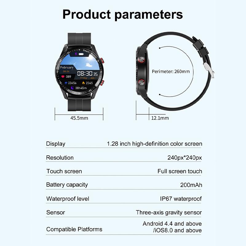 2024 Смарт-часы ЭКГ+ППГ Бизнес Bluetooth Вызовы Мониторинг сердечного ритма Артериального давления Спортивные сообщения Напоминание Смарт-часы