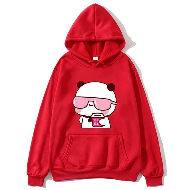 Толстовки с капюшоном для пары Bubu Is Watching Movie With Dudu Толстовка большого размера с принтом «Мультяшный кавайный пуловер Harajuku для мужчин и женщин Sudaderas»