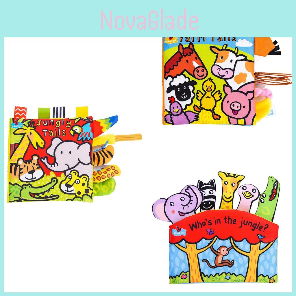 Lakarose Детская тканевая книжка с хвостиком 3D шуршащая бумага, устойчивая к разрыву, книга для раннего развития для новорожденных