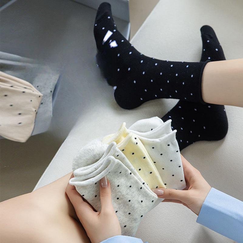 Women's Summer Thin Style All Kinds of Polka Dot Curled Rim In The Tube Pile Pile Cotton Socks