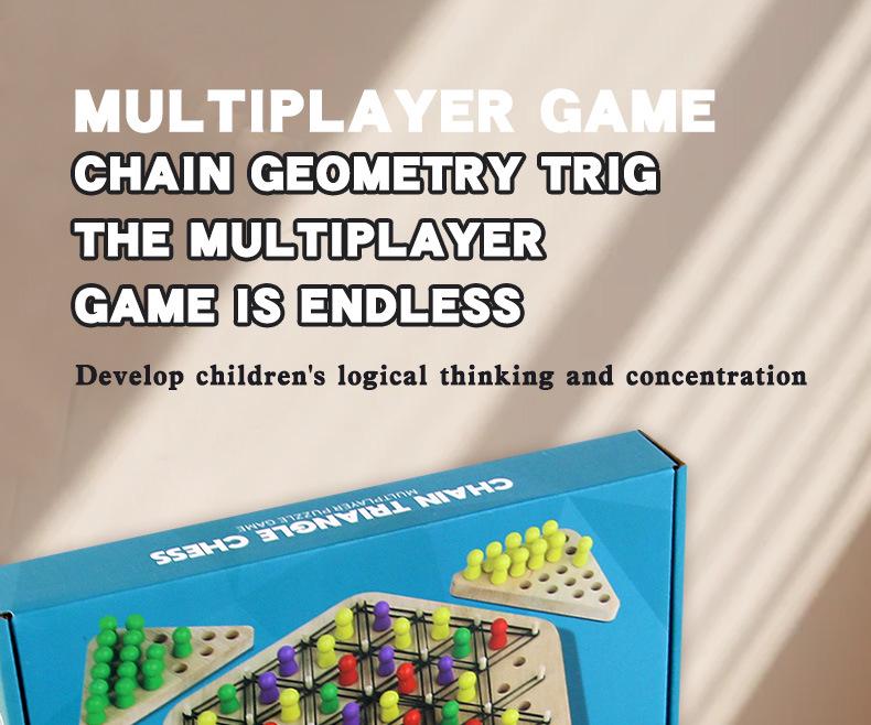 Wooden Geometric Triangle Chess Board – Parent-Child Interactive Educational Game for Kids