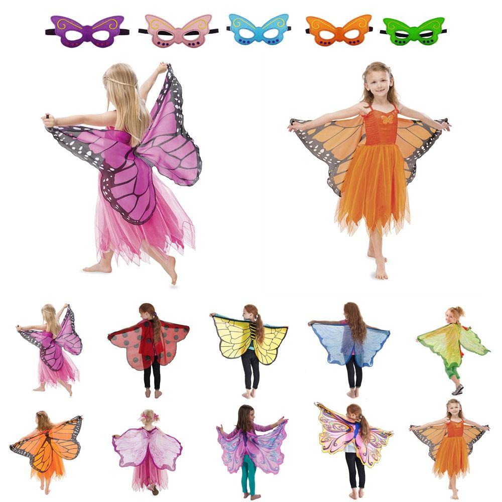 Шифоновый костюм с крыльями бабочки, красочные нарядные крылья, забавные крылья ангела, крылья духа для мальчиков
