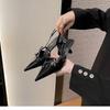 Fashion Pumps Footwear Black Women High Heels Shoes Luxury Fashion Metal Buckle Ladies Heels Shoes Female Pointed Toe Slingbacks