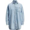 Polo Button-Down Long Sleeve Loose Denim Shirt Women Shirts Blue 211964726-001