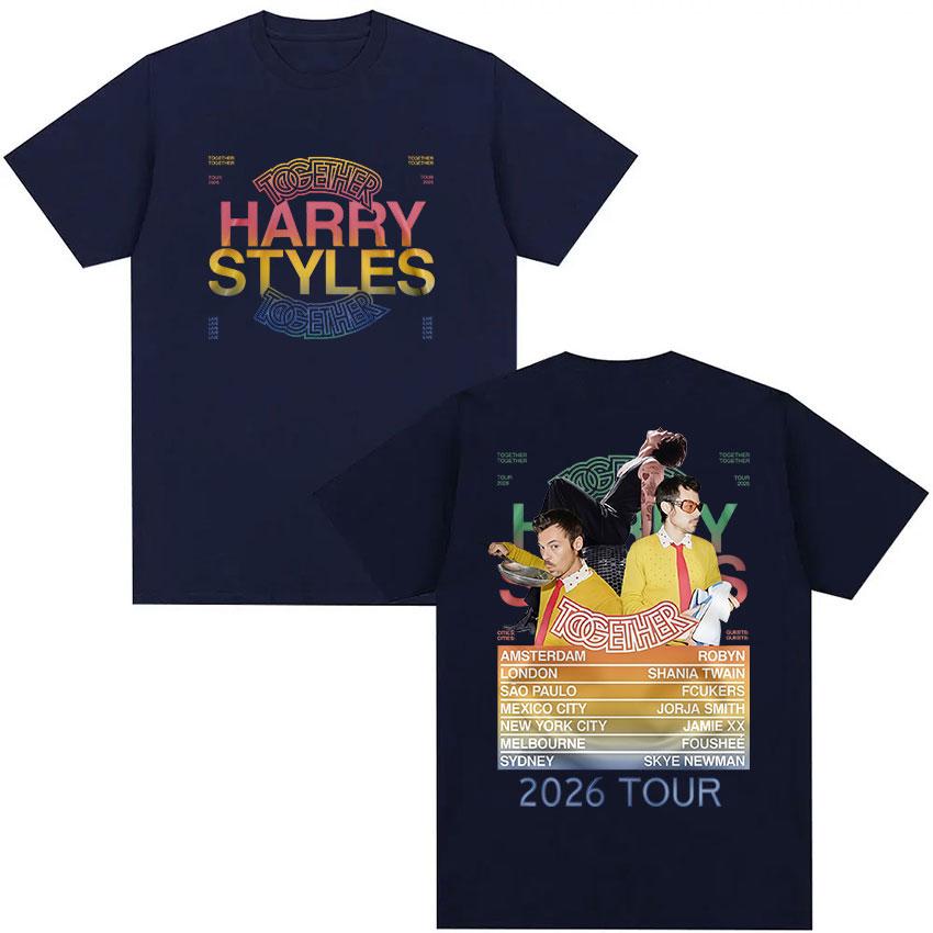 Harry Styles Together Tour 2026 Fan Gifts Summer Mens Womens High Quality Retro Cotton Loose Street Wear Y2K Mens Clothing