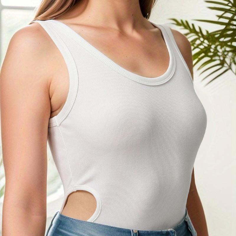 New Summer Women's Sexy Slim Fit U-neck Waist Hollow Jumpsuit