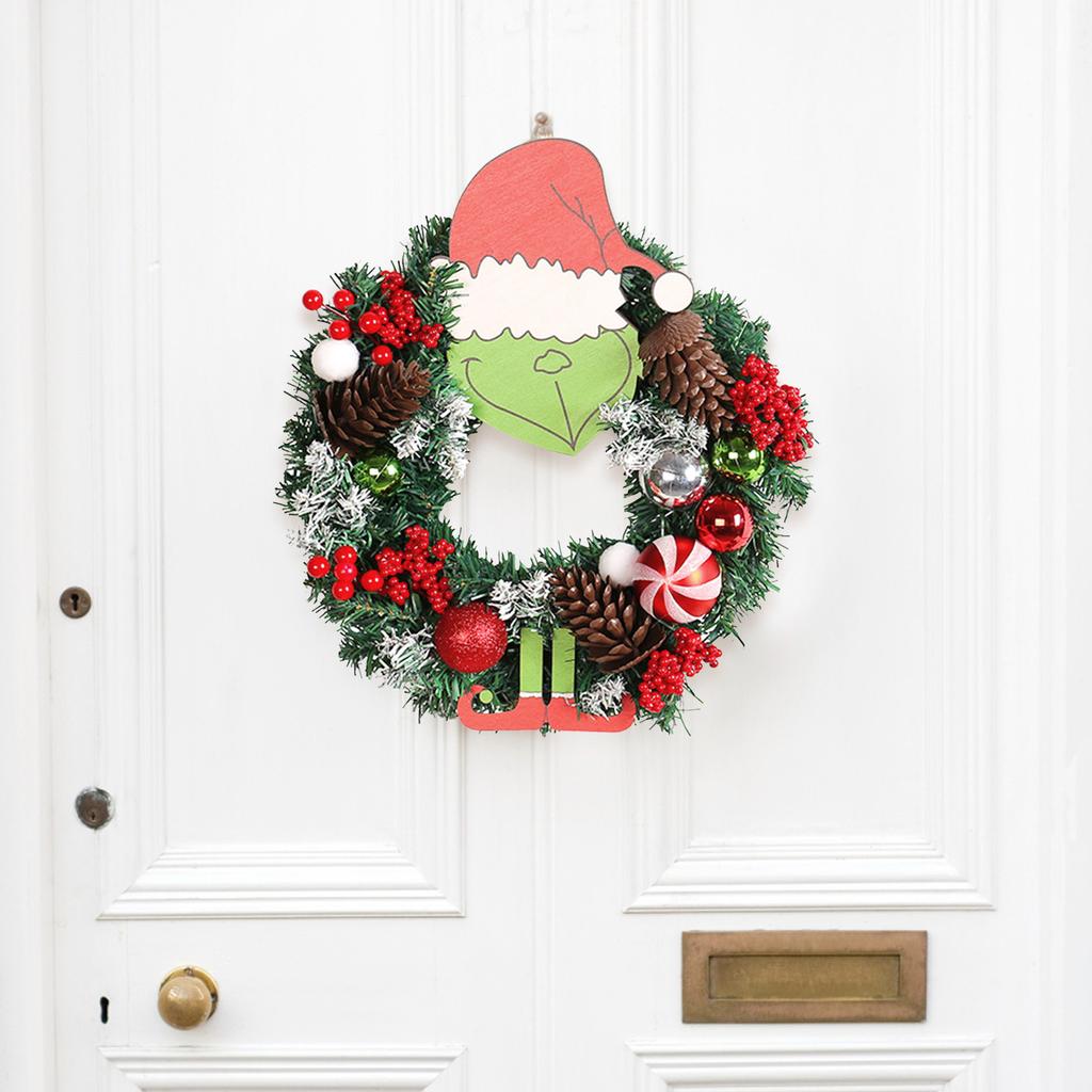 Christmas Simulation Decoration Wreath, Green Troublemaker Christmas Image, Window And Door, Hanging Party Props