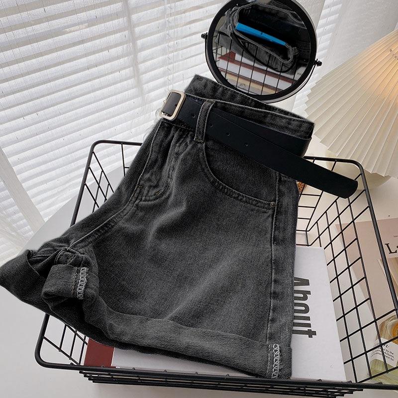 Женские тонкие повседневные джинсовые шорты с высокой талией больших размеров, женские синие джинсовые шорты