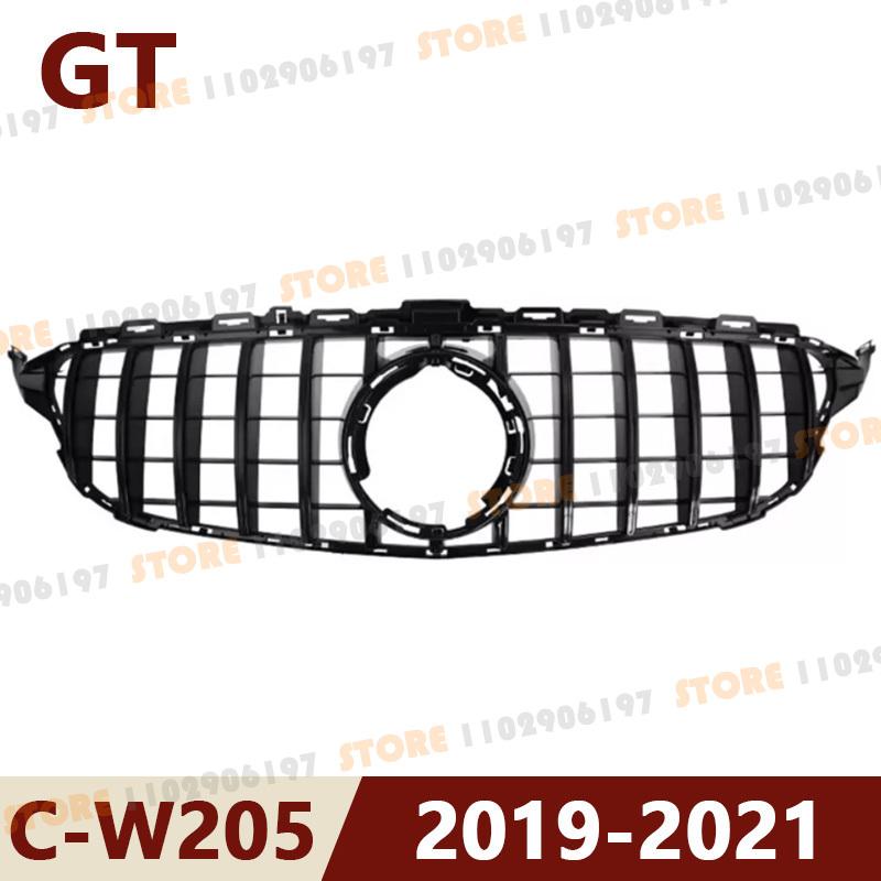 Для Mercedes Benz 2015-2018 2019-2021 W205 C-Class C180 C200 C250 C300 C400 GT Передний бампер Решетка радиатора Решетка капота С отверстием для камеры
