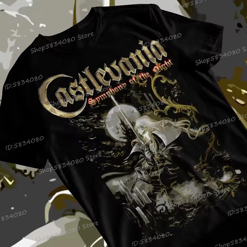 Модная Унисекс Футболка Castlevania Уличный Стиль Винтажная Футболка Symphony of The Night для Унисекс Аниме Castlevania Классические Топы
