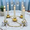 Advent Wreath Candle Holder Christmas Candle Ring Stand for 4/5 Taper Candles Gold Metal Advent Wreath Ring for Christmas Holiday Home Party Church