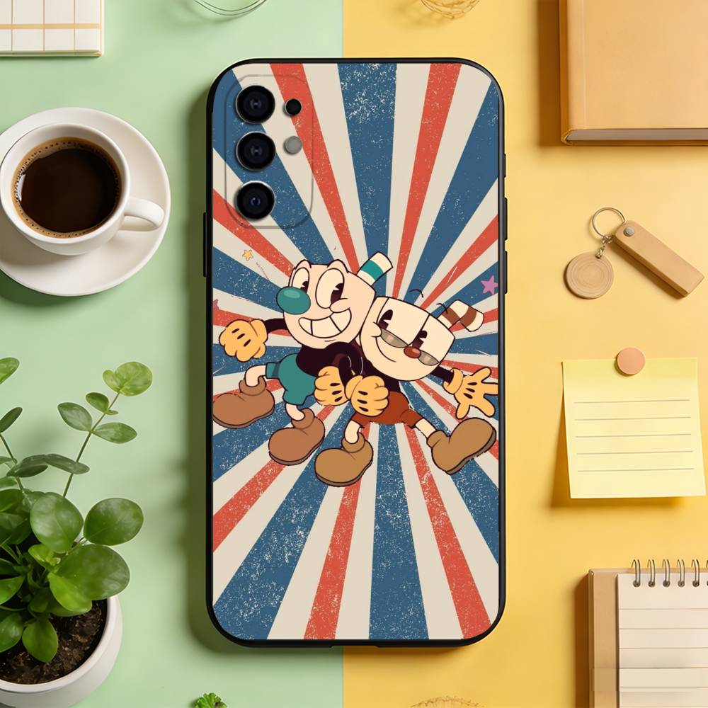 Cuphead Phone Case Black Silicone Soft For Samsung S25,S24,S21,S22,S23,S30,Ultra,S20,Plus,Fe,Lite