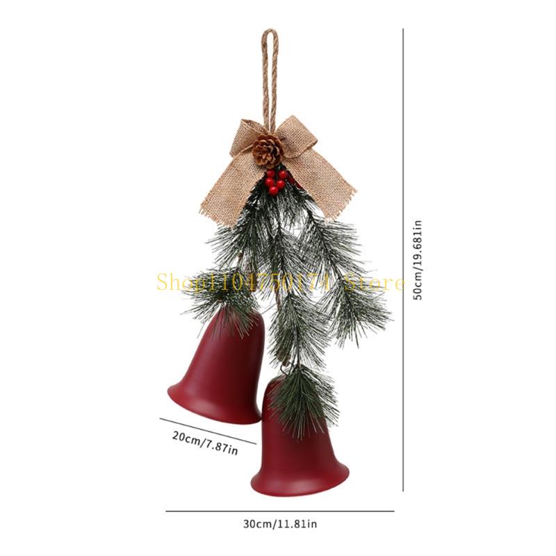 2 Piece Christmas Set Metal Frame Pine Embellishments Hanging For Wall Wreath Party top sale