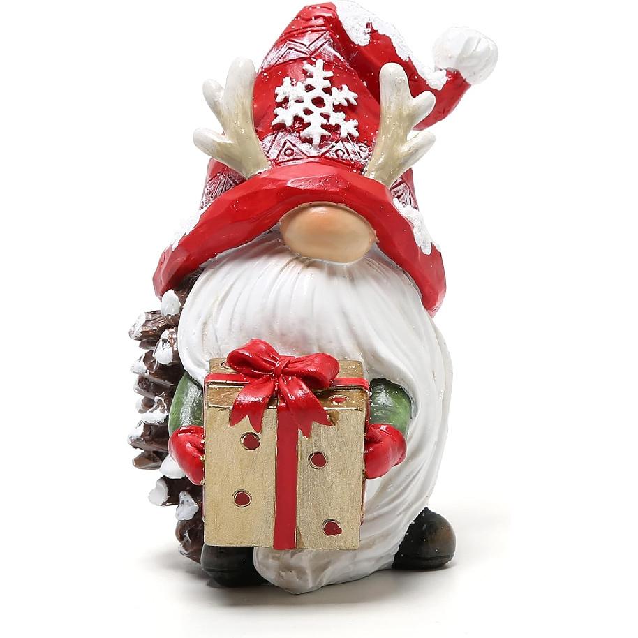 Hodao Christmas Resin Gnomes Handmade Christmas Resin Gnomes Holiday Present, Winter Table Christmas Tree Decorations Indoor and Display on Mantel or