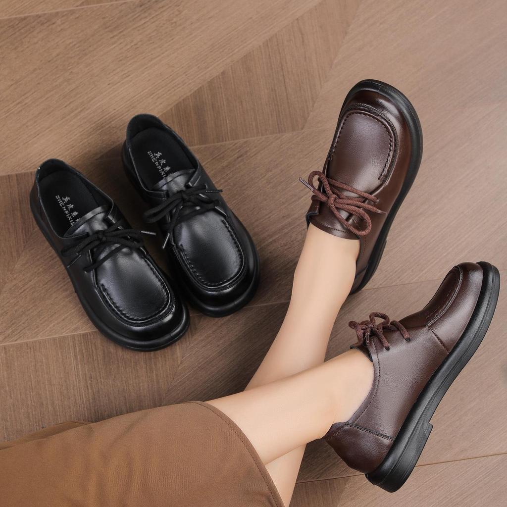 Женские повседневные туфли из натуральной кожи с мягкой подошвой - Нескользящие, Удобные, Одинарные туфли для весны и осени.