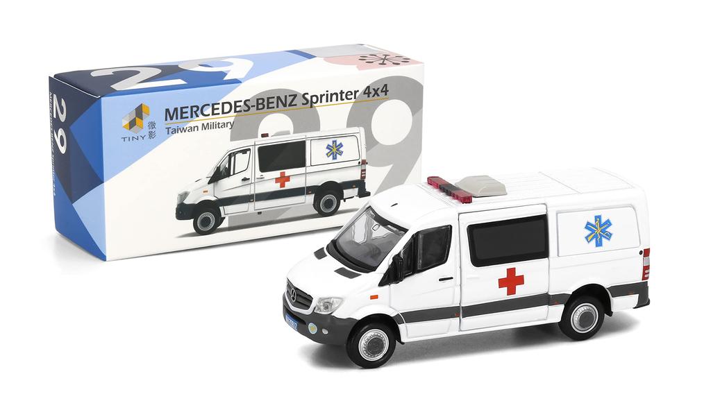 Tiny City 1/64 Scale Diecast Model Car: TW29 Mercedes-Benz Sprinter FL Taiwan Army Ambulance