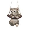 Милая статуэтка-качели из смолы для маленькой кошки, сада, домашнего офиса, комнаты, подвесного дерева, декоративная статуэтка, украшение для питомца с веревкой