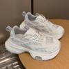 2025 лето новые толстоподошвенные дышащие кроссовки-папы из тонкой сетки женские универсальные на ремешках с воздушной подушкой небольшие увеличивающие рост повседневные туфли