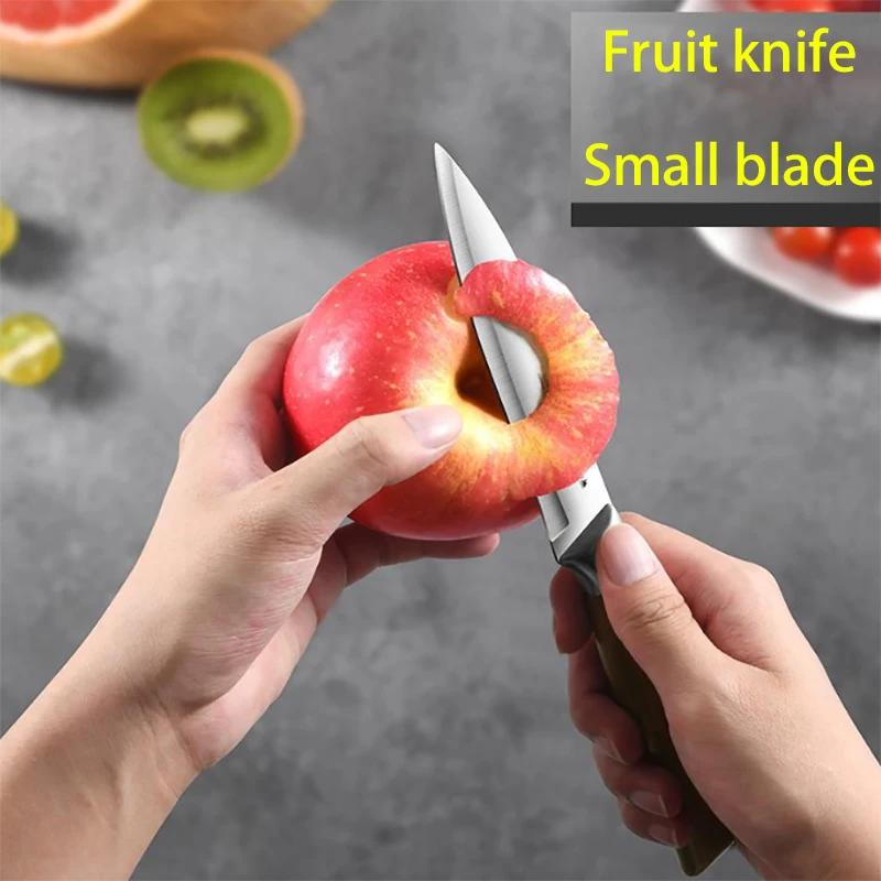 Kitchen chef seiko stainless steel fruit knife, imitation wood handle women's home sharp fruit and fish cutting knife
