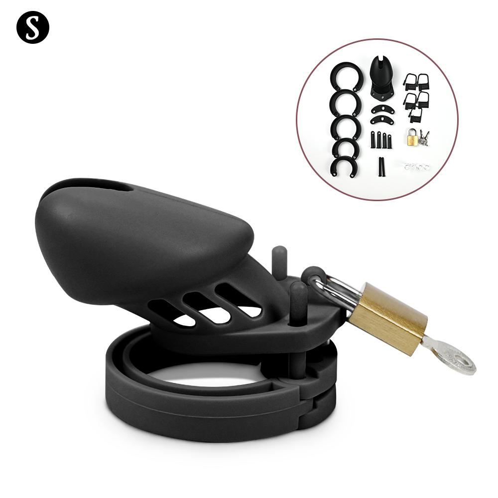 Silicone Chastity Cage Male Cock Lock With Penis Rings Sex Toys For Sissy Men Femboy Stretcher BDSM Gay Erotic Urethral Device