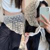 Women Hollow Out Lace Triangle Scarf Skirt Stylish Mini Hip Curtain Bohemian Head Wrap for Vacation Festivals Summer