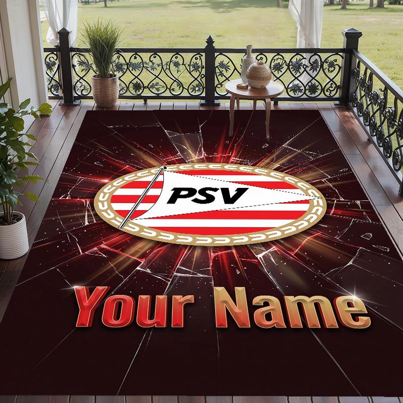 Custom Text Printed Rug PSV Eindhoven FC Non Slip Floor Carpet For Home Room Decor