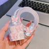Новая защита зарядки, защита USB-кабеля для передачи данных, защитная крышка для зарядного блока, сборка с розовой кошачьей лапкой, подходит для зарядного устройства iPhone 18/20 Вт