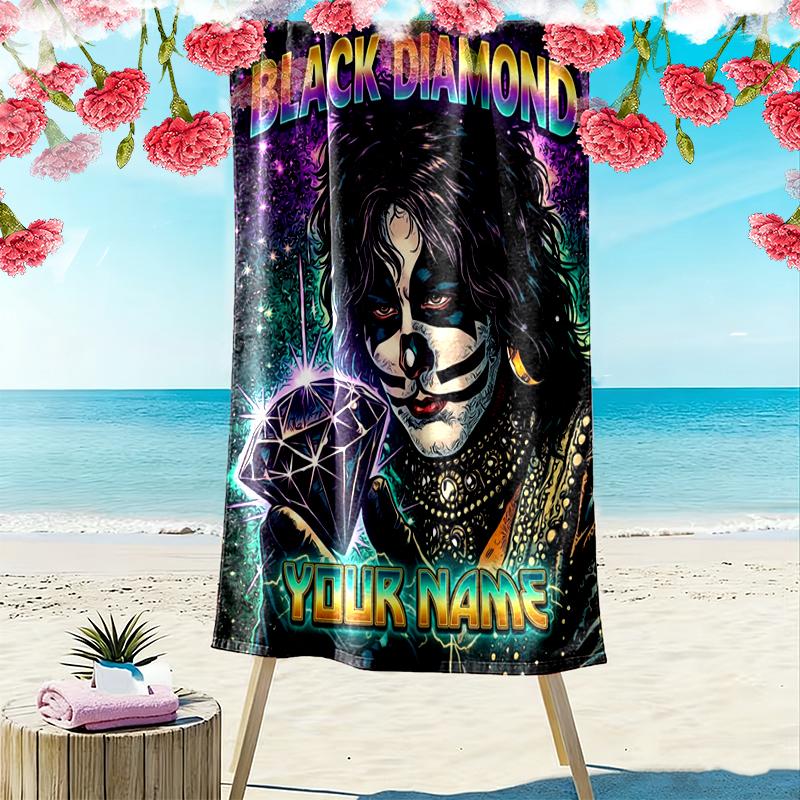 Custom NameSpace rock star Beach Towel Soft Microfiber Summer Towel Quick Dry Absorbent Towel for Beach Swimming Pool Travel
