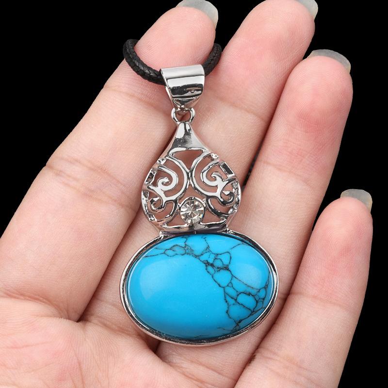 Healing Crystal Alloy Gemstone Inlaid Gourd-shaped Pendant Natural Stone Charms Healing Energy Jewelry Unisex Gift Balance Luck